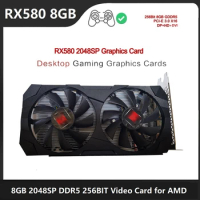 RISE-RX580 8G AMD Gaming Graphics Card 8GB GDDR5 256BIT 2048SP 1206Mhz/1500 Mhz PCI-E3.0 X16 DVI DP -Compatible Interface (D