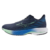 【MIZUNO 美津濃】Wave Rider 28 男 慢跑鞋 彈力 支撐 緩震 深藍 綠(J1GC240351)