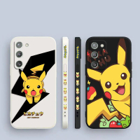 Sarung Telefon Bimbit Silikon Cecair Bercetak Sisi, Reka Bentuk Anime Comel Pokemon Pikachu, Untuk S