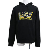 【EMPORIO ARMANI】EMPORIO ARMANI EA7字母印花LOGO純棉連帽T恤(男款/黑)