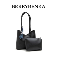Berrybenka - Tas Wanita Totebag Tekka Feby Tote Bag Kulit PU Polos Hitam Cokelat