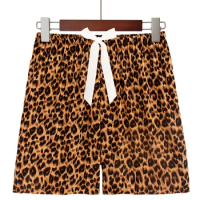 Sexy Leopard Print Sleep Bottoms Women's Plus Size Breathable Pajama Shorts with Soft Viscose for Nightwear Sleepwear Plus S-3XL