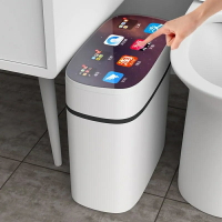 智能垃圾桶家用臥室網紅垃圾桶帶蓋衛生間防臭臥室客廳夾縫垃圾桶