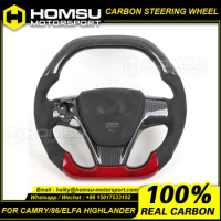 Custom Alcantar carbon fiber steering wheel For toyota Camry 86 Elfa Highlander Asian Dragon racing wheel convertible