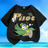 New Cartoon Snowfly Cat Stylish Summer Boys and Girls' Multi-Fitting Casual Short-Sleeved Round-Neck