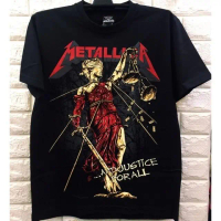 Corak Klasik ready stock Rock Band Metallica Black Shirts For Man Woman Tshirt printed Crew Neck t-s