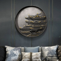 新中式立體浮雕招財風水畫客廳走廊過道中國風掛畫玄關裝飾畫