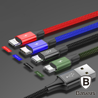 Baseus倍思 USB 四合一 3.5A快充電線/傳輸線/雙lightning 1.2M/黑