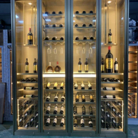 Light luxury stainless steel constant temperature and humidity wine cabinet custom villa wine cellar red wine cabinet liquor dis
