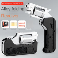 Alloy Lifecard Revolver Switch Toy Gun Pistol Foldable Soft Bullet Shell Ejection Launcher for Boys Gifts Toys