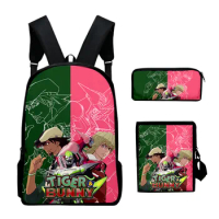 Harajuku Popular TIGER &amp; BUNNY 3D Print 3pcs/Set pupil School Bags Laptop Daypack Backpack Inclined shoulder bag Pencil Case