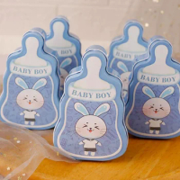 Creative Metal Bottle Shaped Candy Box For Baby Boy Girl Birthday Cartoon Animals Rabbit Bear Cattle Tiger Tinplate Box Cookie