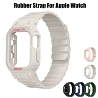 Rubber Strap for Apple Watch Ultra 9 8 7 6 SE 5 Silicone Case for IWatch Series 49mm 45mm 44mm 41mm 40mm Magnetic Band Bracelet