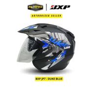 HELM MOTOR SNI BXP 2 KACA JP7 (DOUBLE VISOR) DUKE BLACK BLUE DOFF ORIGINAL