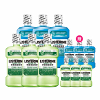 【Listerine 李施德霖】綠茶無酒精/薄荷除菌漱口水(750mlx6贈250mlx6)