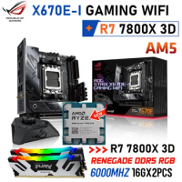 Asus ROG STRIX X670E-I GAMING WIFI AM5 Motherboard Combo AMD Ryzen 7800X 3D AM5 Processor Kit Memory 6000MHz 32GB DDR5 RGB New