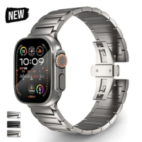 Titanium Metal Band for Apple Watch Ultra 2 49mm 45mm 42 44mm Luxury Strap For iWatch series 9 6 5 4 Se 8 7 Link Bracelet Correa