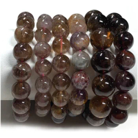 Veemake Natural Auralite 23 Crystal Bracelets Purple Red Round Loose Beads 08061