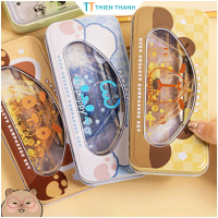 Bộ Đồ Dùng Học Tập 7 Món Hộp Thiếc Capybara Dễ Thương Cute Compa Thước Kẻ Eke Tẩy Quà Tặng Cho Bé