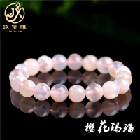 Jiuya Crystal Natural Cherry Blossom Agate Bracelet Cherry Blossom Agate Round Beads Loose Beads DIY