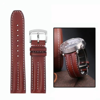 22mm Handmade Vintage Leather Strap for Omega Speedmaster Super Hippocampus Seiko Cowhide/Alligator Watch Band Bracelet Brown