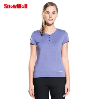 SNOWWOLF Outdoor Summer T-Shirt Quick Dry UV Protect Breathable Stretch Women Sport Ice For Running Camp Climb Hiking T Shirts