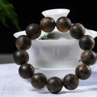 Natural Agarwood Buddha Bead Bracelet for Men and Women's White Qinan Big Bead Cultural and Amusement Bracelet Jewelry