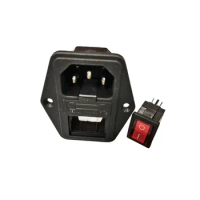 NCHTEK 10A 250V IEC 320 C14 3Pin Male Inlet Red Light Power Sockets Switch Connector Plug / 1PCS