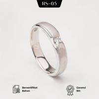 Sovia Jewelry - Cincin Kawin Cowok Bahan Palladium Finishing Doff Kadar 10% Desain RS 05
