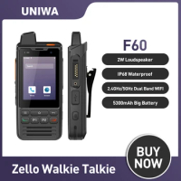 UNIWA F60 Walkie Talkie IP68 Waterproof 5300mAh 2.8’’ Android 9.0 Dual SIM PTT 2W Loudspeaker 4G Zello Radio POC NFC SOS 8GB ROM