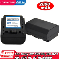 LOSONCOER Battery 2800mAh NP-FZ100 Battery For Sony A9 II / A7R IV / A7R III / A7 III / ILCE-9 ILCE9 ILCE-7RM3 ILCE-7M3 A6600
