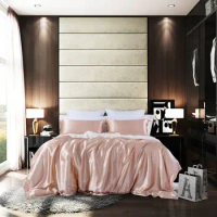Red Blue 4-Pcs Premium 100%Mulberry Silk Bedding Set Luxury Ultra-Soft Bed sheet set Queen size King Duvet cover Pillow shams