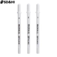 1pc Gelly Roll Gel Pen White Color 0.5mm 0.8mm 1.0mm High Light Marke Pen Black Cardboard Art Painting Pen White Line Pens