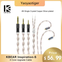 KBEAR Inspiration-S 4 Core 4N Single Crystal Copper Silver Plated Upgrade Litz Earphone Cable For KBEAR Robin Headphone Earbuds