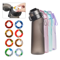 Flavored Water Bottle with 7 Flavour Pods Air Water Up Bottle Frosted Black 650ml Air Starter Up Set Water Cup for Camping