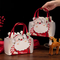 5pcs Christmas Eve Christmas Gift Box PVC Bag Portable Gift Box Santa Claus Bag Transparent Packaging Bag Christmas Home Decor
