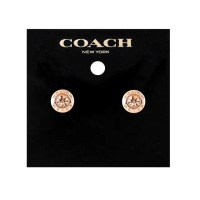 【COACH】玫瑰金色水晶鑲嵌耳環(買就送璀璨水晶觸控筆)