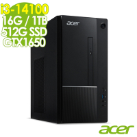 Acer 宏碁 Aspire TC-1775 家用電腦 (i3-14100/16G/1TB+512G SSD/GTX1650-4G/W11)