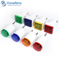 AC30V-500V Digital Voltmeter EU Plug Volt Meter Socket Voltage Tester LED Voltage Gauge Meter Square/Round Head AC Voltage Meter