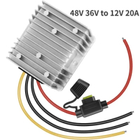 48V 36V to 12V 20A 240W Converter Step-down Voltage Regulator Reducer Transformer DC Power Converter with Fuse Golf Cart