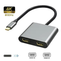 2 in1 Type C to Dual HDMI-compatible Adapter 4K Cable Cord 60HZ HD Converter for Macbook
