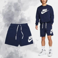 Nike 短袖 Club Alumni French Terry 男款 藍 白 復古 大LOGO 寬鬆 棉褲 DX0503-410