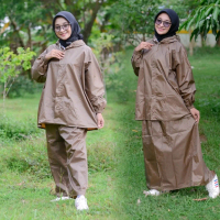 jas hujan ROK, RAINCOAT  Wanita Terbaik By DUNHIL Anti Rembes Maroon hitam  Navi Armey tebal gamis j