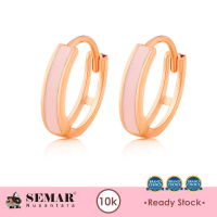 Anting Emas Jepit Rula Pink Rose Gold 10K Semar Nusantara