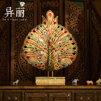 異麗泰國特色裝飾泰式木雕孔雀桌面擺件東南亞風格會所SPA工藝品