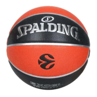 SPALDING TF-500 歐冠盃系列 #7合成皮籃球-室內外 7號球 斯伯丁 黑橘銀 F