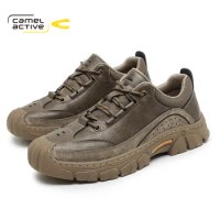 Camel Active Men Outdoor Sneakers Lace-up Autumn New Breathable Man Split Leather Men's Trend Casual Shoes DQ120202