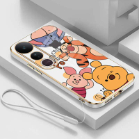 เคส Vivo V50 Lite, เคสซิลิโคนนิ่มชุบหรูหรา, สำหรับ V50Lite 5G, ลาย Winnie The Pooh และ Tigger
