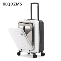 KLQDZMS Laptop Suitcase Front Opening PC Boarding Case 20"24"28 Trolley Case Men and Women Cart Travel Bag Rolling Luggage