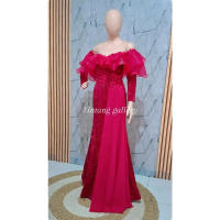 Gaun Singer Lintang Gllery Dress Penyanyi Pesta Formal Wanita Midi Simple Natal Casual - Pendek, Kon